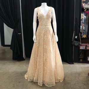 GLS Cream Lace Prom Dress - Style GL2566